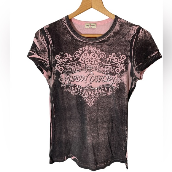 Skinny Minnie Tops - C36- Ladies Rodeo Cowgirl Country Bling Shirt